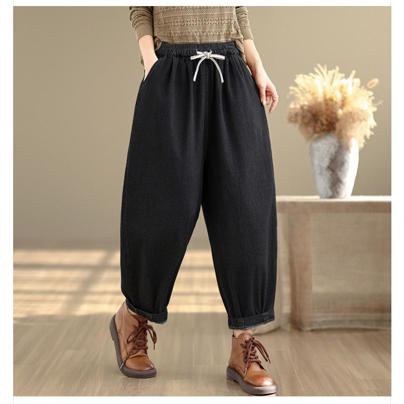 DIMANAF 2025 Autumn Winter Plus Size Women Jeans Cotton Denim Long Pants Vintage Bottoms