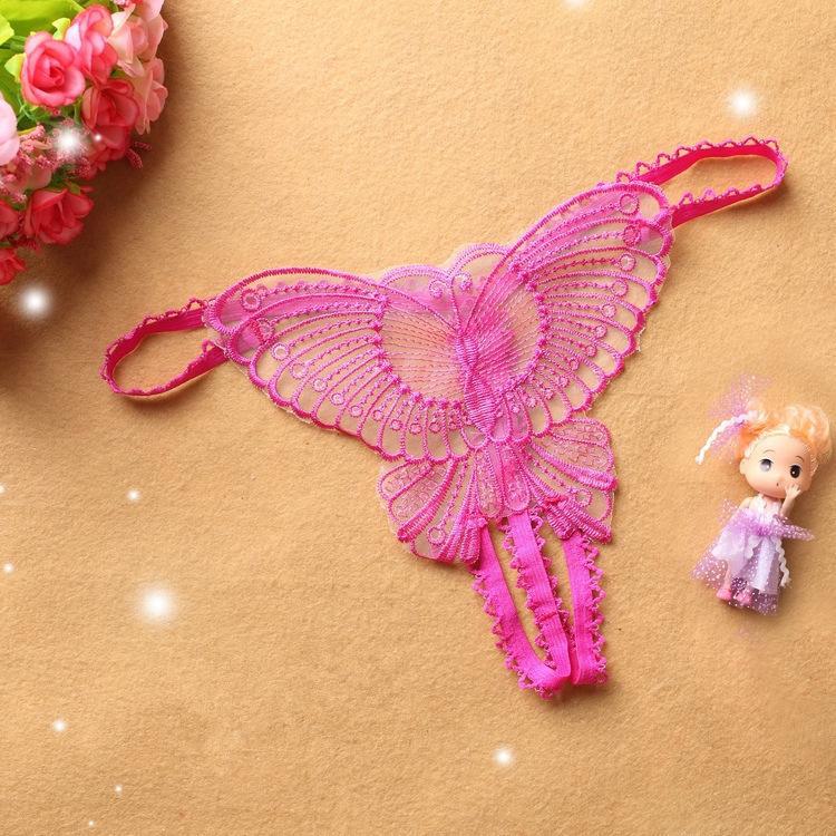 Elegant Hollow Embroidered Crotchless Thong - Ladies' Sexy Lingerie