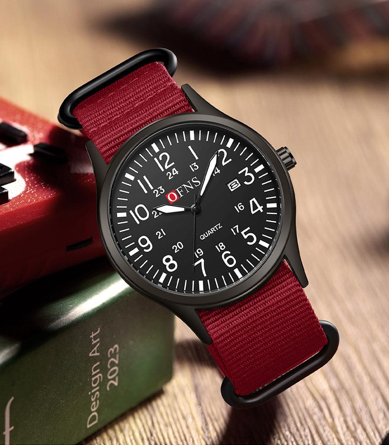 OFNS Unisex Quartz Exam Watch: Simple, Waterproof, Calendar, Fluorescent.