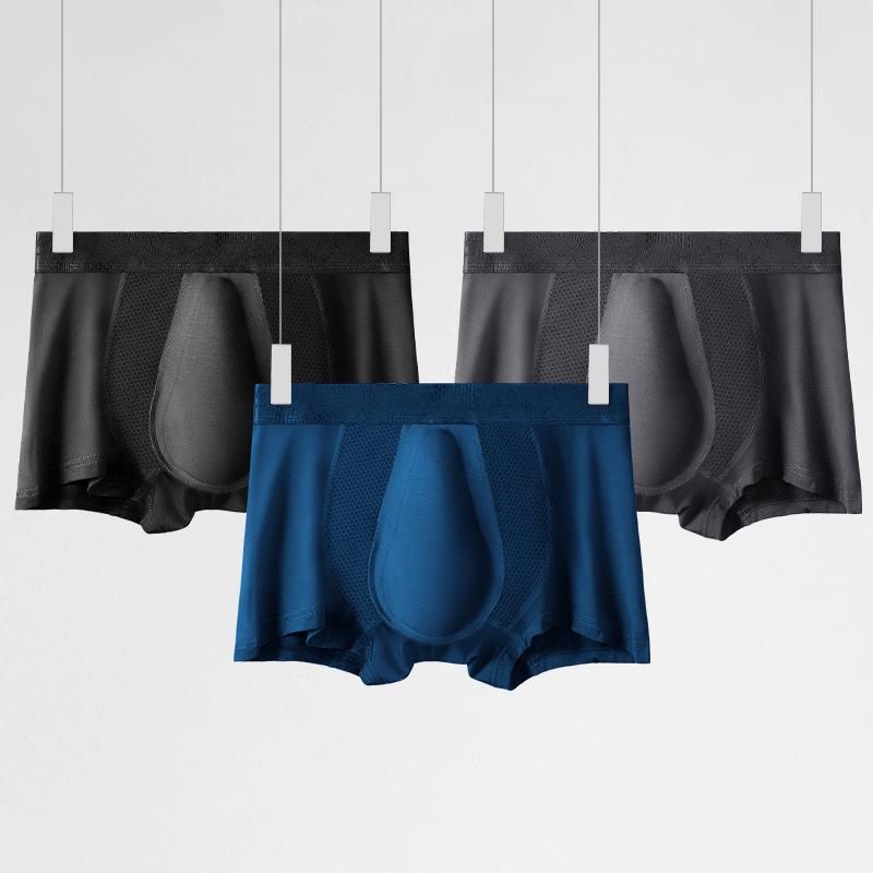 Men's Breathable 3DU Pouch Sports Boxer Shorts - Comfortable, Antibacterial Mesh Underwear for Youth