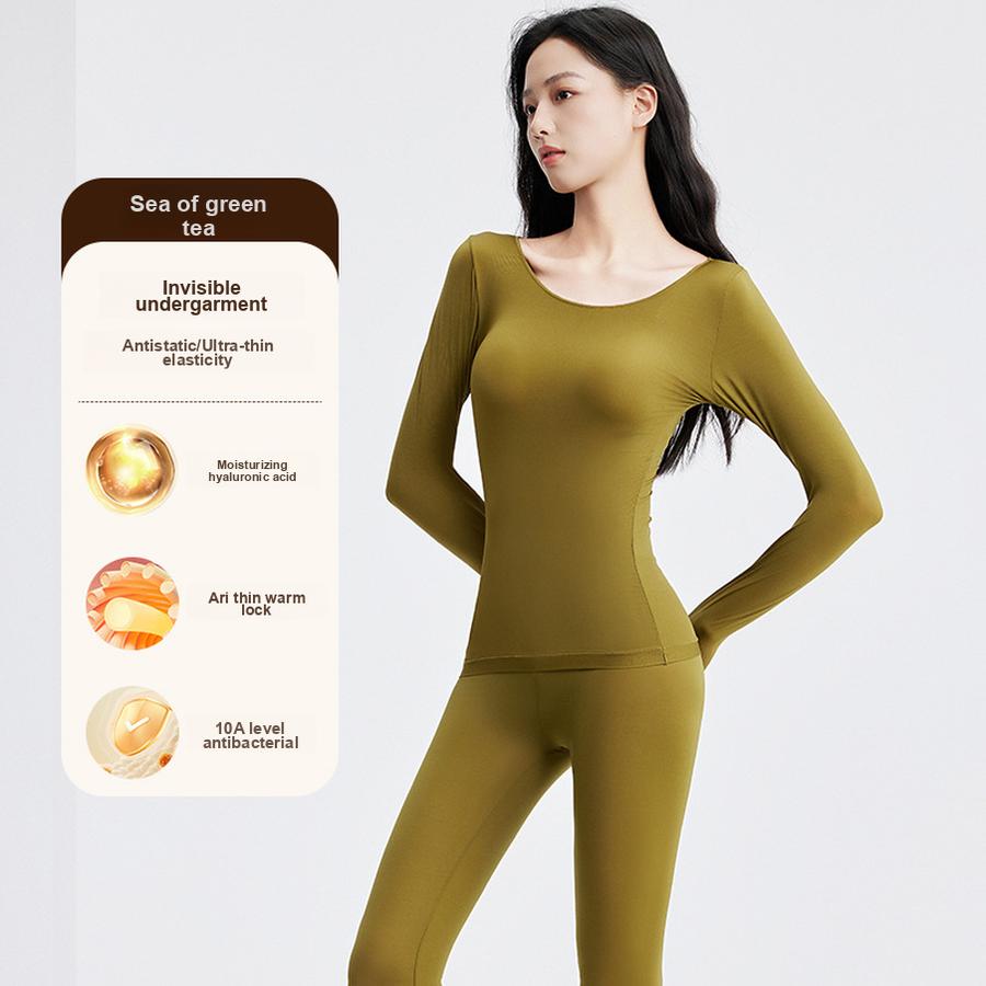 Ultra Thin Seamless Underwear Set for Women, Winter Thermal Base Layer Pajamas