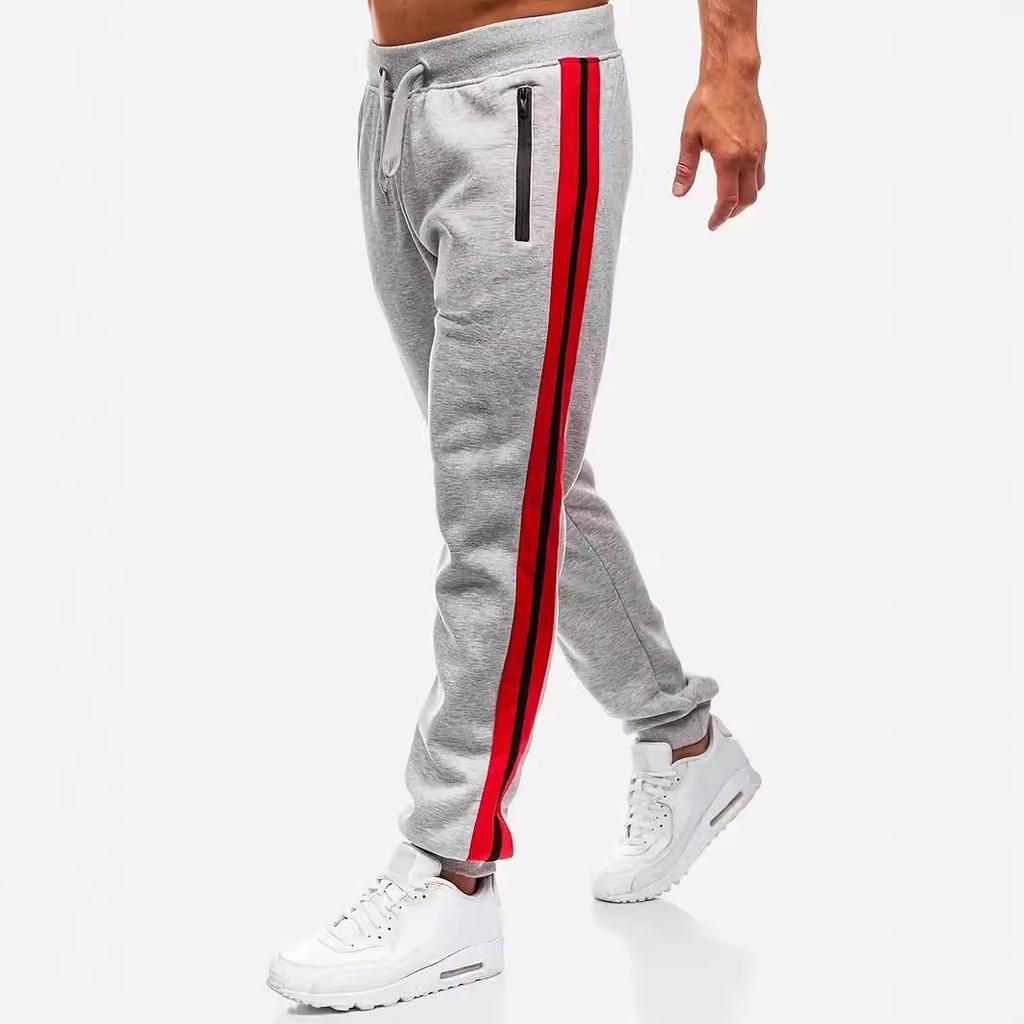 Men's Sports Trousers Zip Pockets Side-seamed Design Mid-rise Loose-fit Sports Trousers
