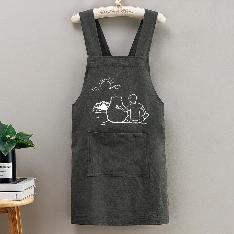 Cross-Back Cotton Crepe Apron for Milk Tea Shop Employees