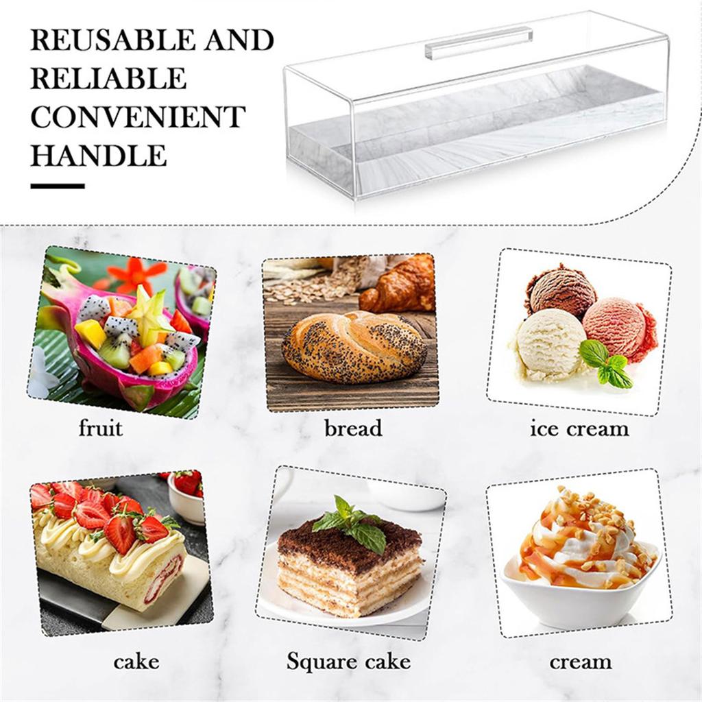 Rectangular Cake Tray Display Box with Clear Lid Acrylic Cake Holder Dustproof Cake Stand Suitable for Cake and Dessert