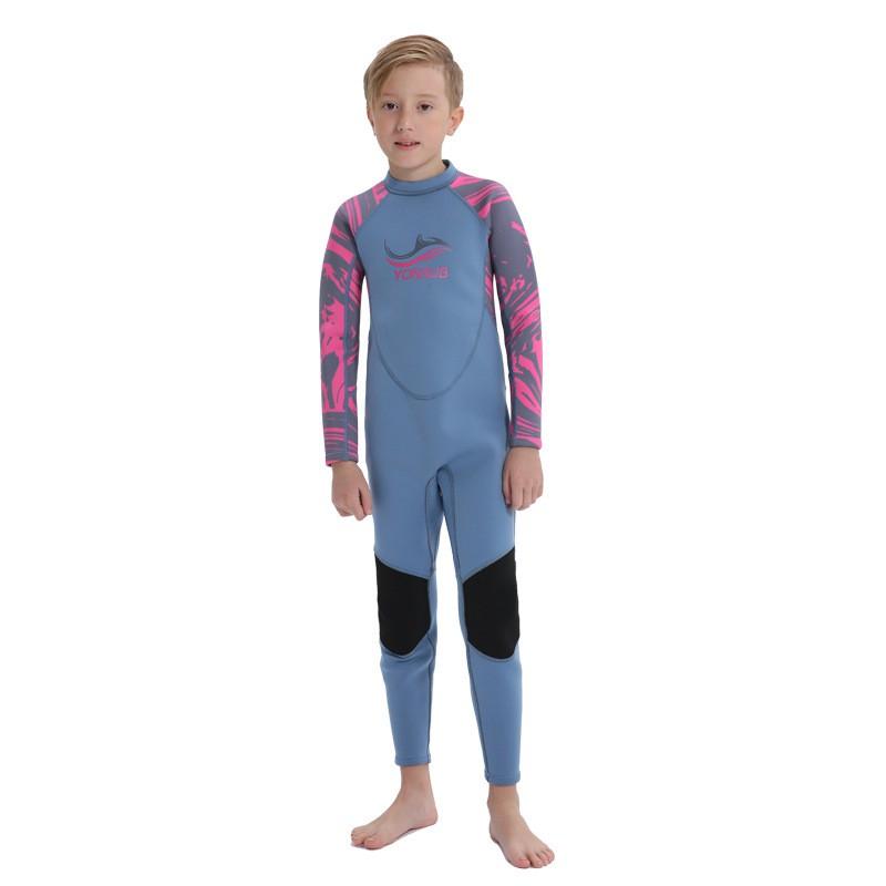 Kids 2mm Thick Neoprene Wetsuit Long Sleeve Full Body Diving Suit Swimming Snorkeling Water Sports Unisex