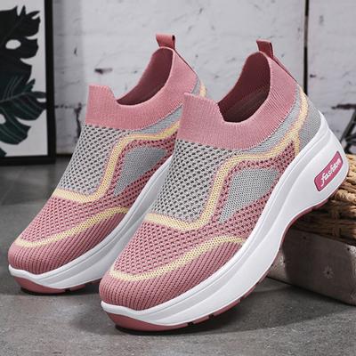 Fashion Women's Casual Shoes Mixed Colors Female Shoes Breathable Wedge Sneakers Slip On Vulcanized Shoes Mesh Surface Zapatos