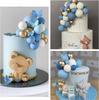 32Pcs Blue Gold Ball  Mini Balloons Foam Balls Cake Picks Cake Topper Balls for Wedding Party Birthday Cake Topper Decorations