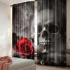 2Pcs Sugar Skull Adult Curtain For Lover Sweetheart Roses Curtains Halloween Curtain Suitable For Living Room Dining Room