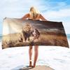 Soft Multipurpose Towel African Animal Lion, Bathroom Beach Towel Sand Proof Swimming Bath Pool Towel for Home Swim Spa Gym