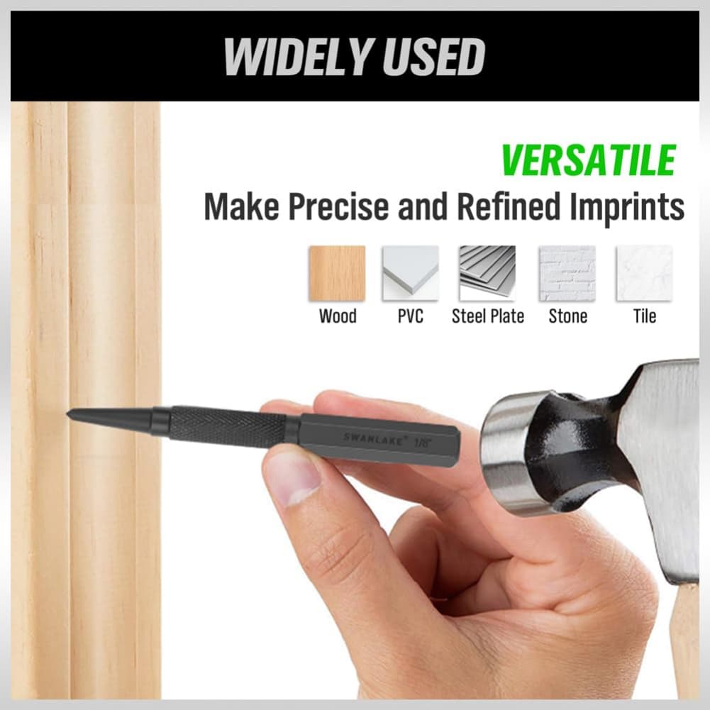 7pcs Precision Center Punch Tool Non-Slip Grip & One-Handed Operation Centre Punch General Woodworking Metal Drill