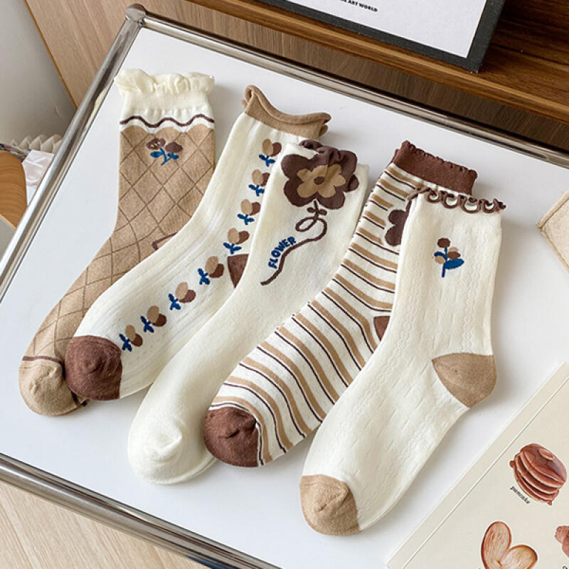 [Set of 5] Ardo Daily Brown Women s Long Socks Set 5-piece set