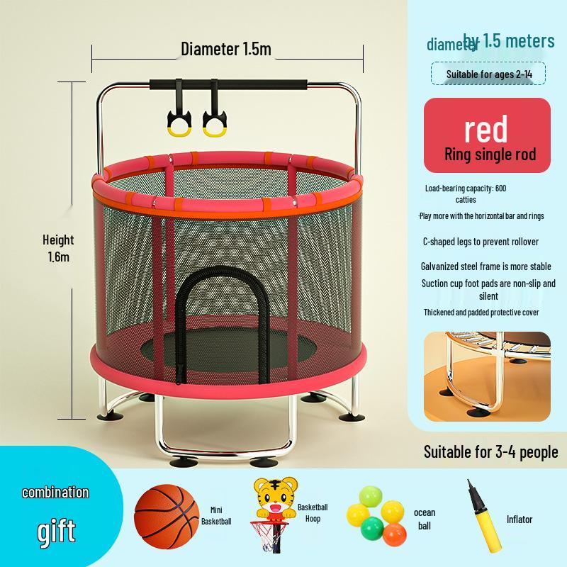 Indoor Family Trampoline with Safety Net for Kids and Adults