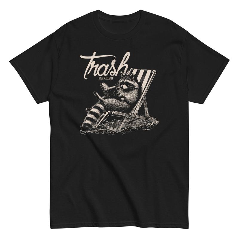 

Raccoon Reading Lover Funny Cotton T Shirt Book Trash Reader Meme - Men s Summer Cotton Graphic Tee 5XL різнокольоровий