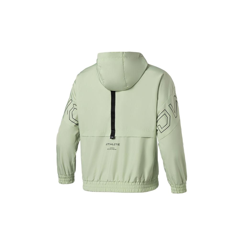 Li-Ning Loose Logo Sports Hooded Windbreaker Men Outerwear Water-Green AFDS007-7
