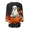 Damenmode Lässig Dreiviertelärmel Halloween-Print Rundhals-Top