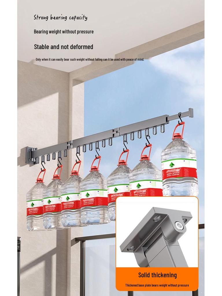 Wall-Mounted Retractable Aluminum Clothes Drying Rack for Balconies and Dorms