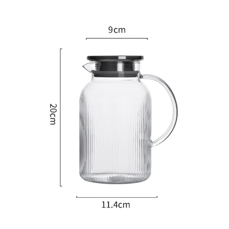 Vertical Stripe Borosilicate Glass Pitcher & 4 Cups Set, 1.5L