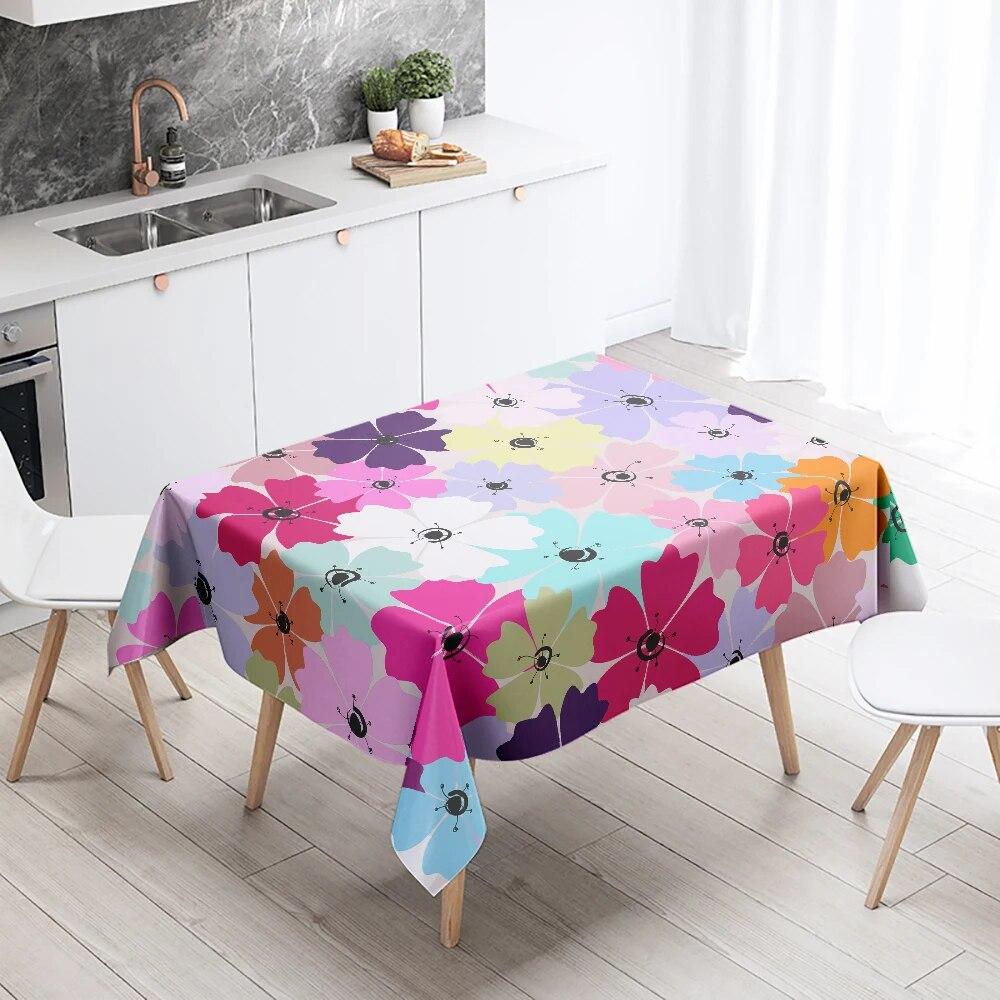 

Красочная цветочная скатерть для домашнего декора, устойчивая к пятнам водонепроницаемая скатерть для украшения стола, прямоугольная кухонная столешница для камина 140x180cm