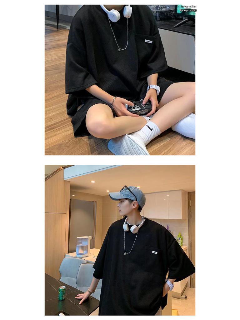 Zijun Trendy Waffle T-Shirt & Wide-Leg Pants Sportswear Set