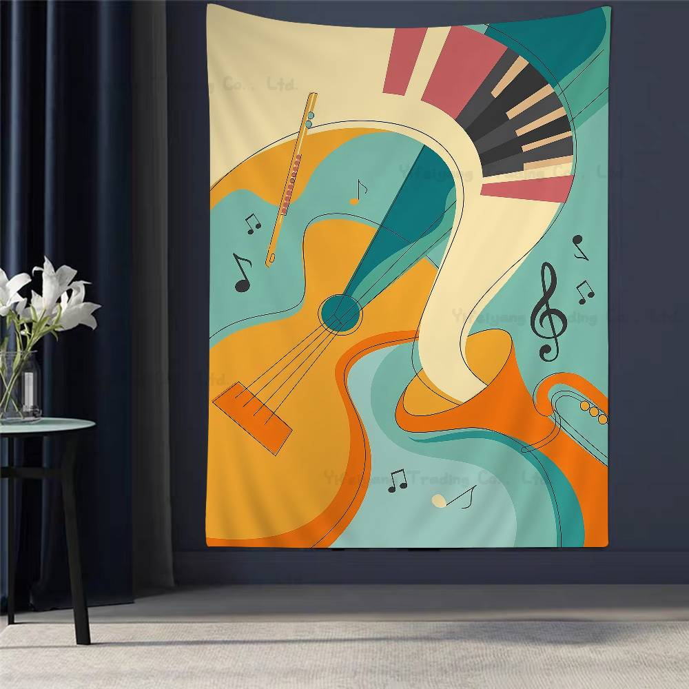 Abstract Jazz Festival Record Machine Music Symbol Art Anime Tapestry Hanging Tarot Hippie Wall Rugs Dorm Home Decor
