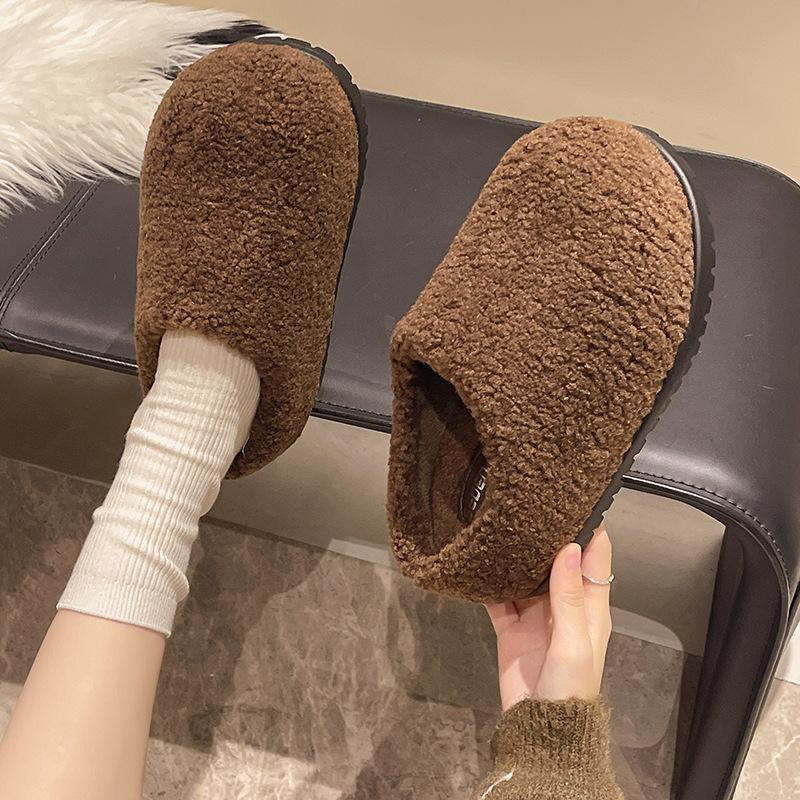 High Sense Internet Celebrity Explosion Leopardenmuster Flauschige Hausschuhe Damen Herbst- und Wintermode 2025 Neu Dicke Sohle Erhöhend Taschenkopf Hausschuhe