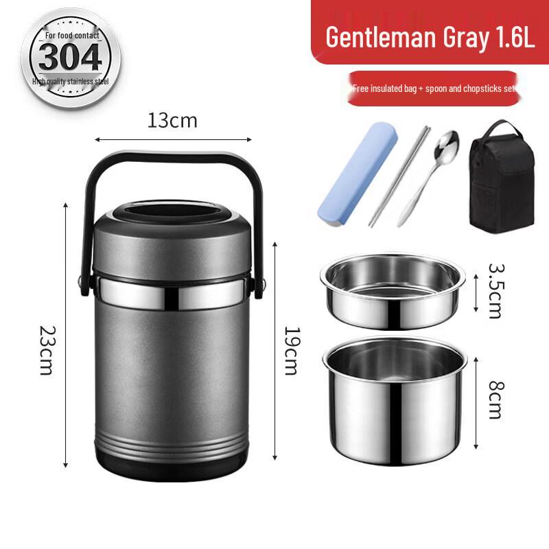 Qiqei 2L 304 Stainless Steel 2-Layer Insulated Food Container, Rose Gold
