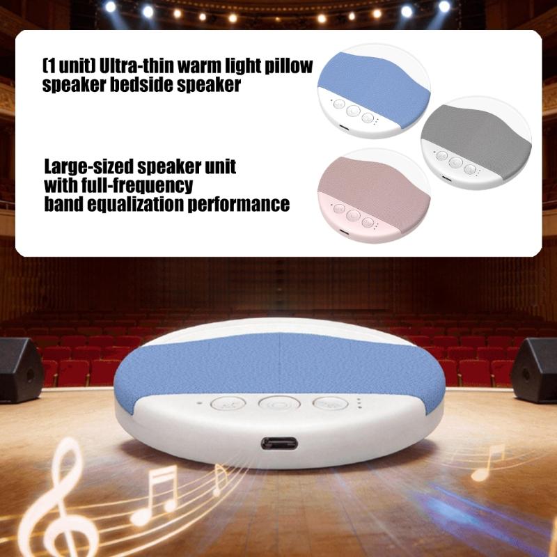 Thin Warm Light Pillow Speaker With White Noise Function Wireless Sound Box For Relaxation Sleep In Bedroom Or Travel