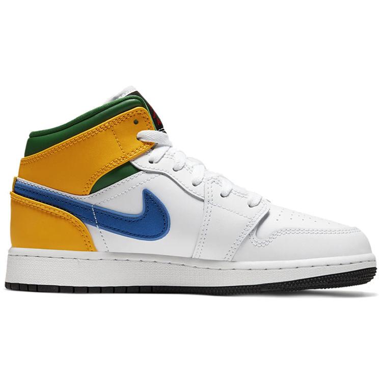 Jordan 1 Mid GS White Court Purple Teal 554725-128
