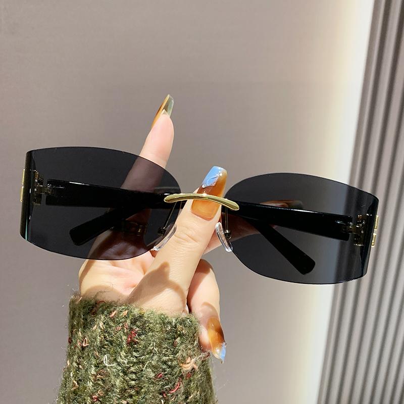 New Frameless Uv Sunglasses High-end Trendy Glasses Personalized Retro Sunglasses 90301