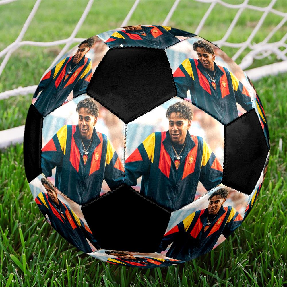 Ballon de Football en Salle Lamine Yamal Coloré Cousu à la Machine PVC Taille 5 Prêt pour l'Entraînement d'Équipe et la Compétition Durable Haut Rebond Cadeau Sportif Cool