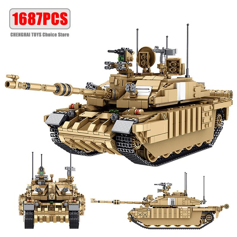 Ensemble de construction de chars de combat principaux Merkava MK4 de la Seconde Guerre mondiale - Briques de construction - Modèle réduit d'arme militaire - Jouet pour enfants - Cadeau pour garçons