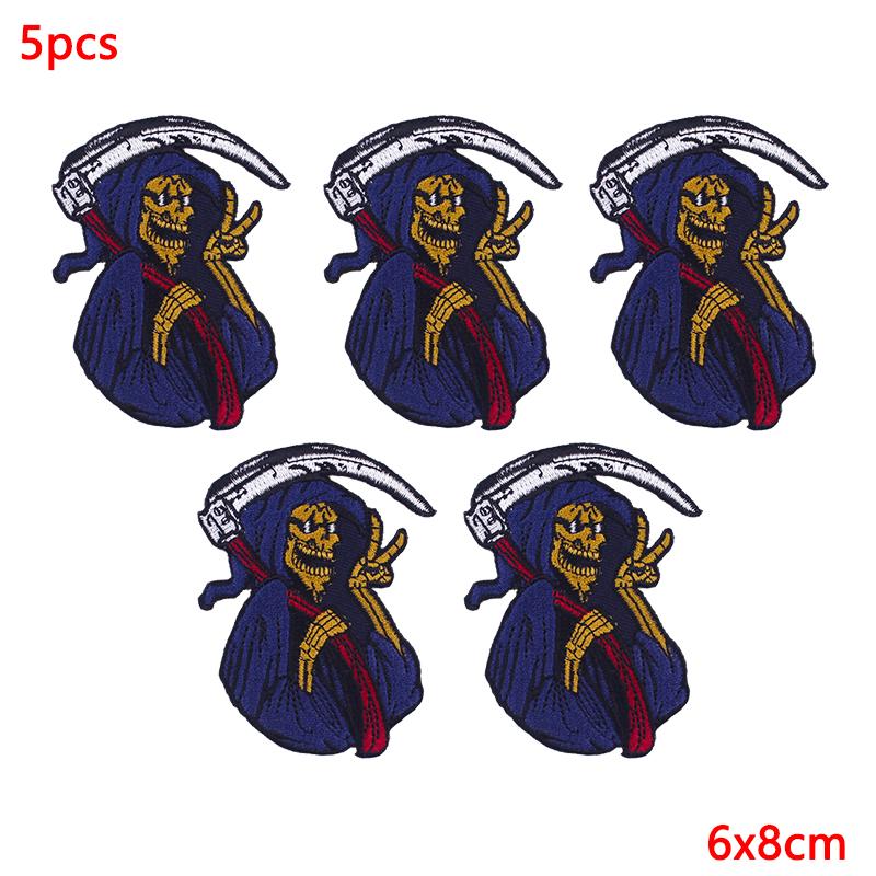 5Pcs/Lot Punk Animal Patch Iron On Embroidery Patches For Clothing Thermoadhesive Patches On Clothes Hip Hop Patch For Clothes