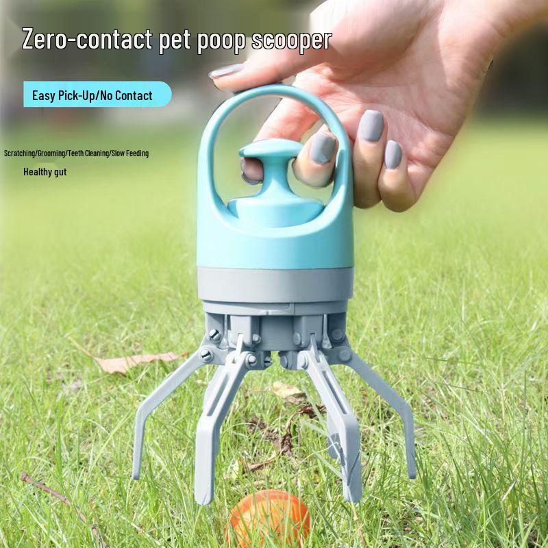 New Portable Six-Claw Dog Poop Scooper with Garbage Bag Holder for Outdoor Use
