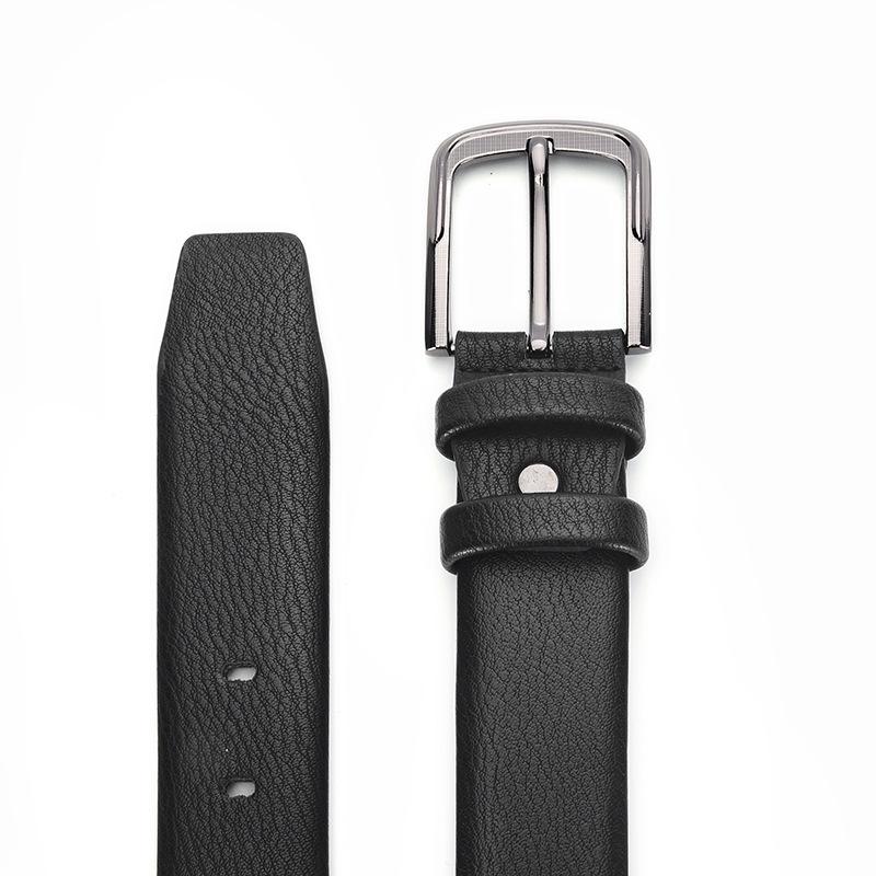 Men's Genuine Leather Pin Buckle Belt, Lychee Pattern, 3.8cm Wide, Fashionable and Versatile for Jeans