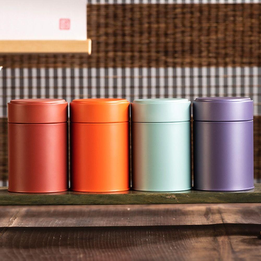 Round Tea Jar Tinplate Coffee Bean Storage Box Hiqh Quality Sealed Tea Can  for Home&Travel