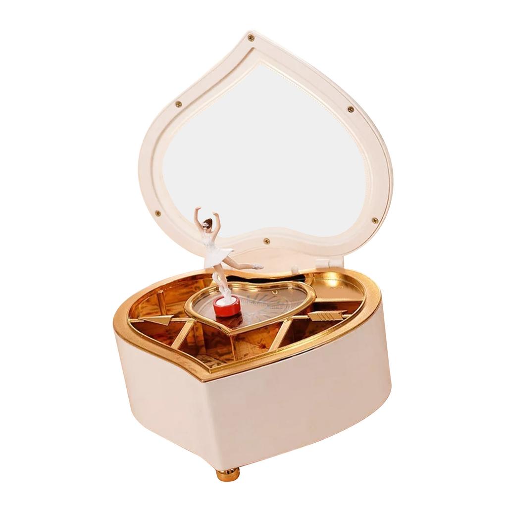 Music Box White Ballet Dancing Girl Heart Shaped Clear Melody Exquisite Durable Plastic Music Box