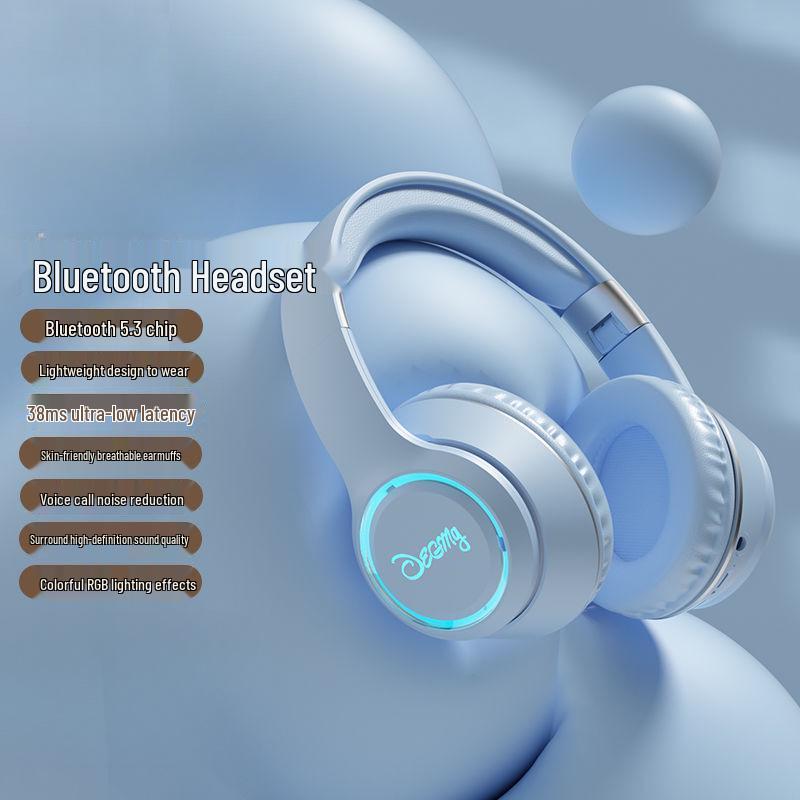 High-Value Wireless Bluetooth Over-Ear Headphones with Luminous Earcups for Gaming, Music, and Heavy Bass