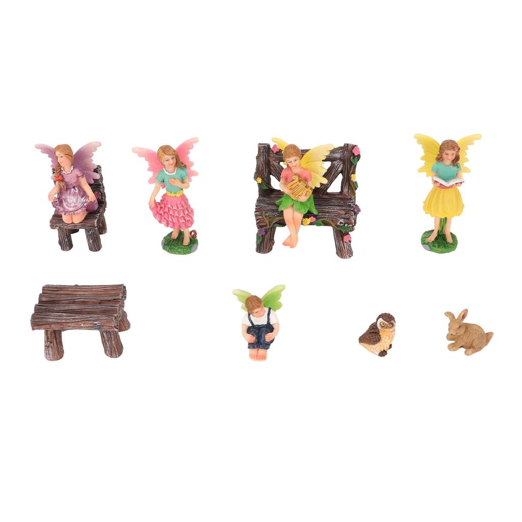 10pcs Flower Fairy Statue Vintage Hand Painted Resin Garden Fairy Statue Outdoors Fairy Figurine