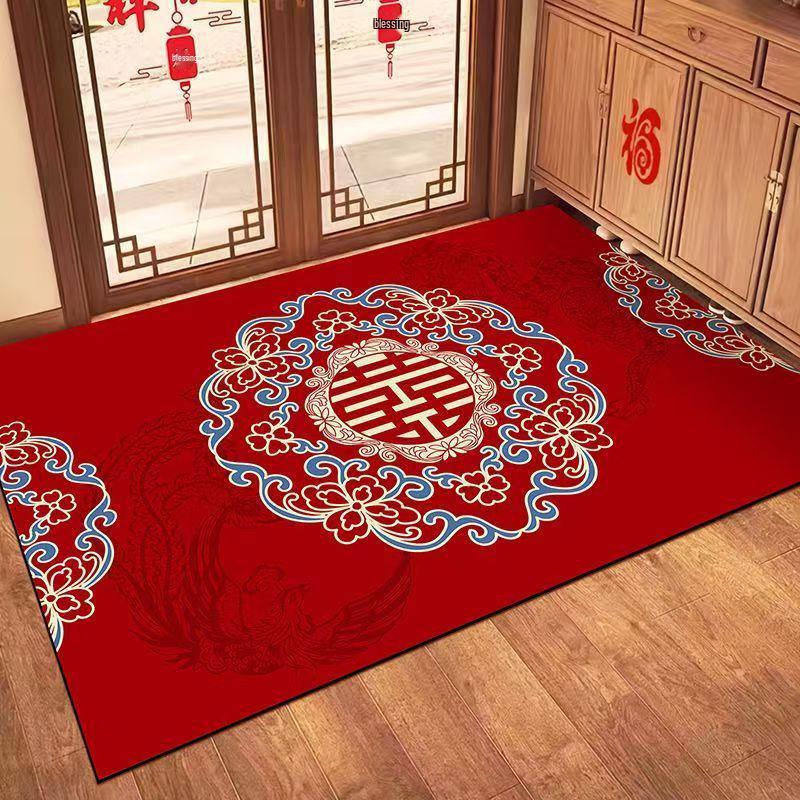 Festive Red Wedding Entrance Mat: Water-Absorbing, Anti-Slip Door Mat