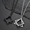 New Geometry Interlocking Square Triangle Male Pendant for Men Zinc Alloy Modern Trendy Geometric Stacking Streetwear Necklace