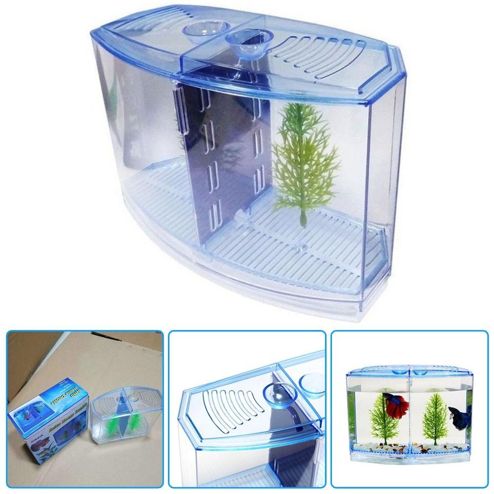 Transparent Betta Isolation Box Single/Double Grid Fish Breeder Box  Office Fish