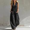 2026 European-American Double Pocket Linen Cotton Sleeveless Casual Jumpsuit