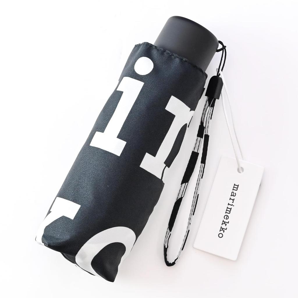 Marimekko Regenschirm zum Klappen für Damen und Herren, Schwarz und Weiß, 41399 041399 910 (93719-910)