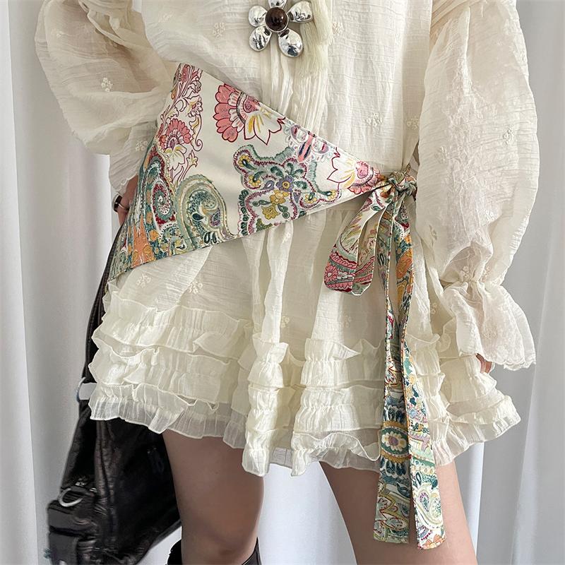 

Bohemian Retro Ethnic Style Triangular Fart Curtain Women s Design Sense Printed Waistband With Skirt Jeans Wide Waistband
