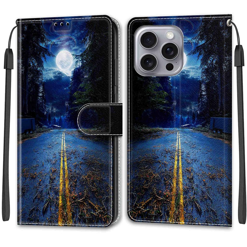 Luxury Painted Leather Case Wallet Book Style Protective Cover for Apple iPhone 16 15 14 13 12 11 Pro Max 16Pro 15Pro XR XS Max 7Plus 8Plus SE4