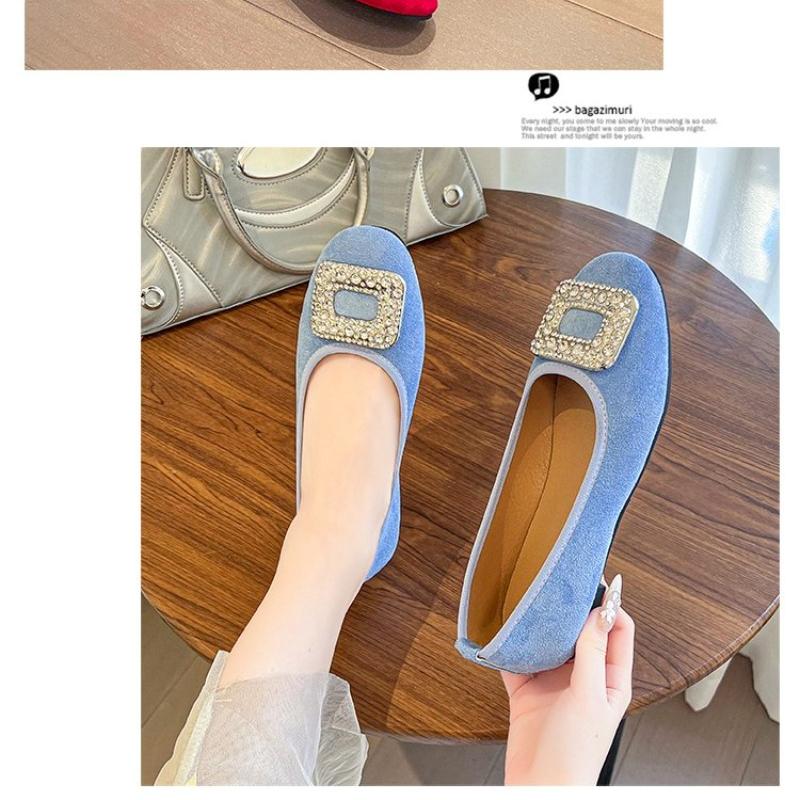 Fashion Summer Shoes Ladies Female Footwear Autumn Casual Sneaker Women Low Heels Shallow Mouth Crystal Square Toe Modis Buckle 2025 Dre
