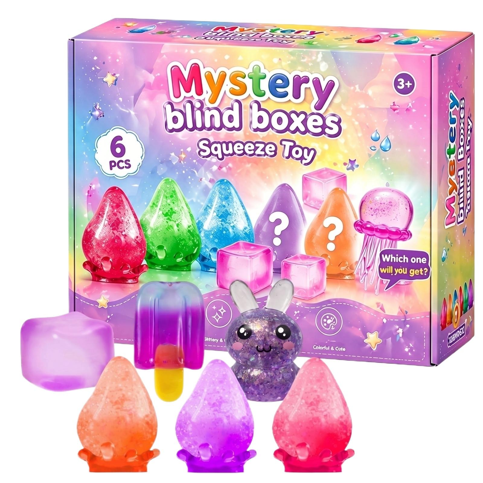

Mystery Blind Box Squeeze Toy Set 6 Pack Sensory Stress Relief Fidget Toys for Kids and Adults Collectible Surprise Figures for Play and Display One Size рожевий