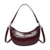 Women PU Simple Carrying Bag Large Capacity Trendy Tote Handbag Zipper Closure Crescent Hobo Bag Adjustable Strap Shoulder Purse