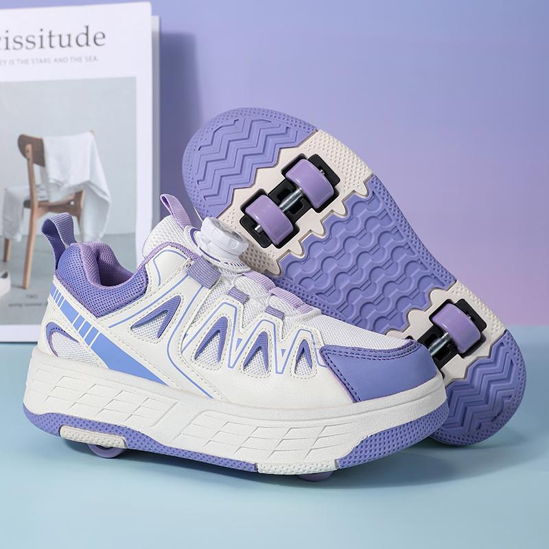 Öğrenci Paten Ayakkabıları Dönen Düğme Dört Tekerlekli Paten Paten Ayakkabıları Paten Kayma Çıkarılabilir Tekerlekli Çocuk Ayakkabıları