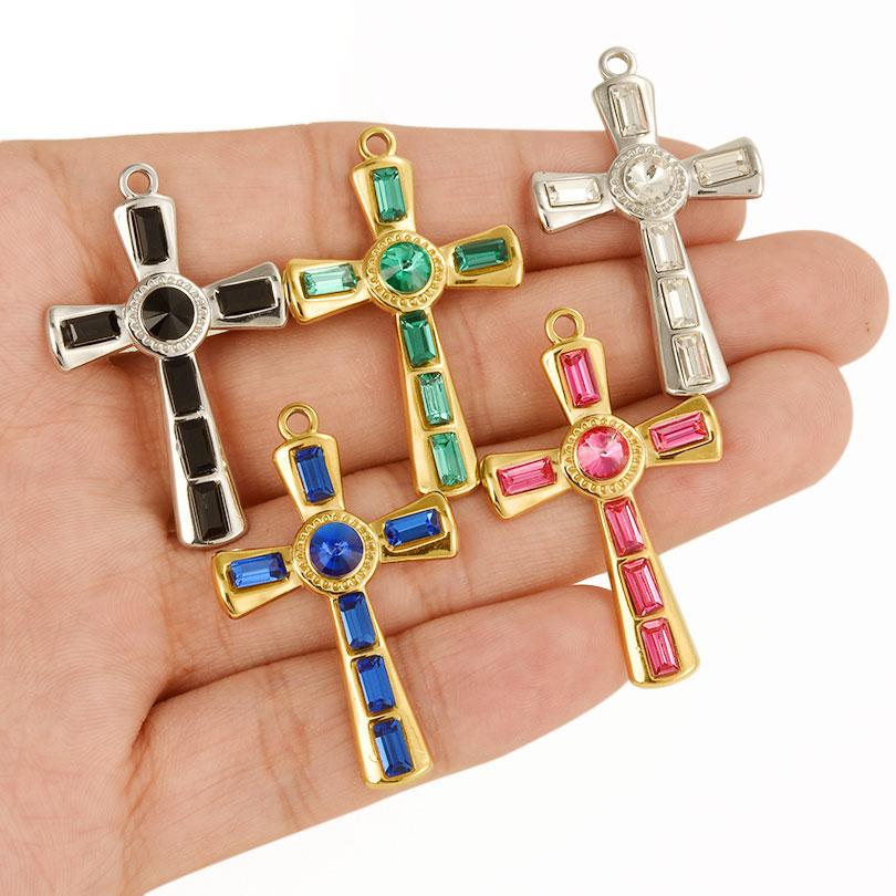 Strass-Accessoires Religiöse Christus-Edelstahl-Anhänger Für Schmuckherstellung Zubehör Kreuz-Anhänger Handgefertigtes Material